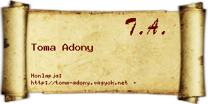 Toma Adony névjegykártya